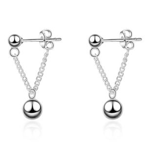 NEW 925 STERLING SILVER PLATED BEAD CHAIN EARRINGS